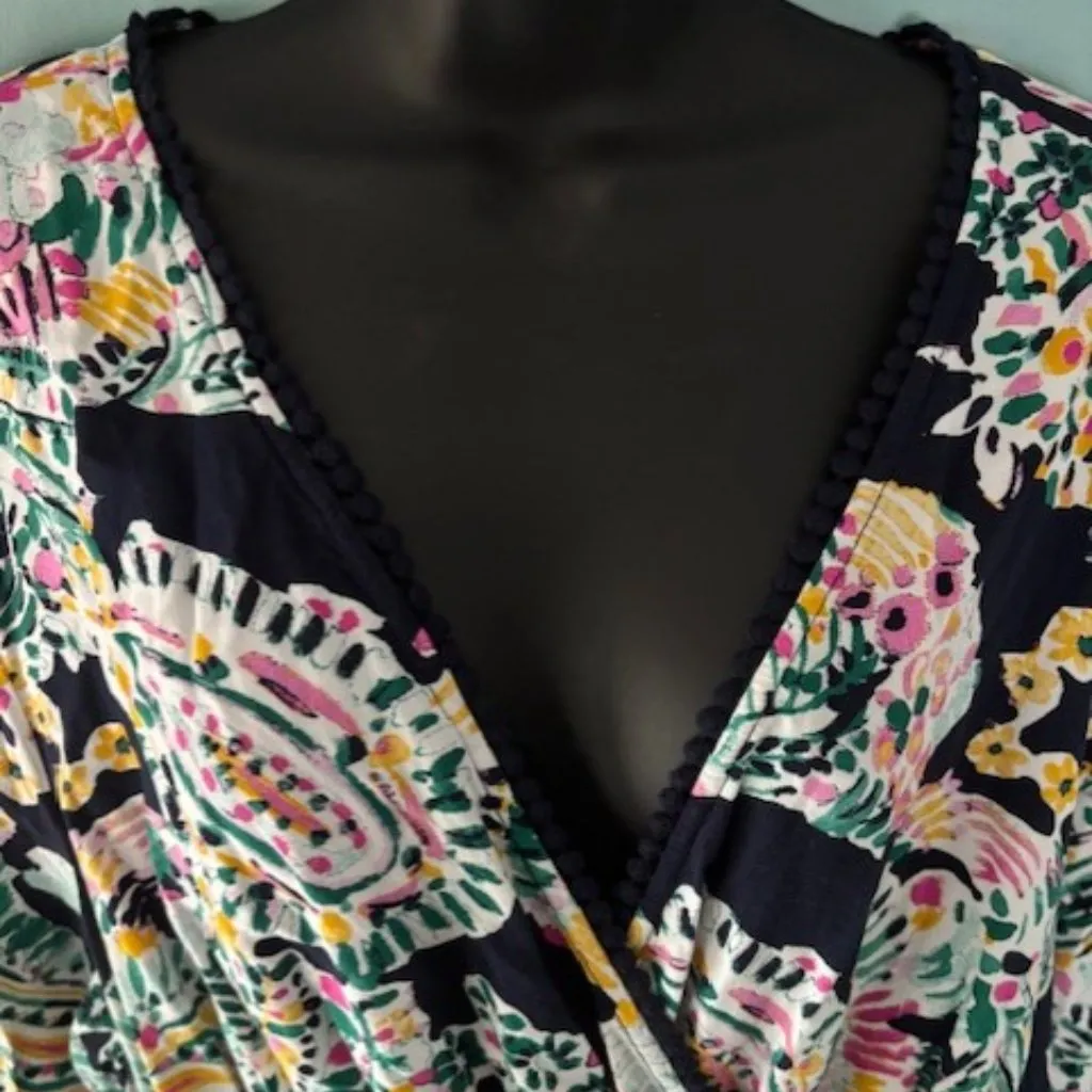 Crown & Ivy Plus Size 2X Green Black Paisley Vibrant Tie Waist Boho Whimysygoth - Image 2