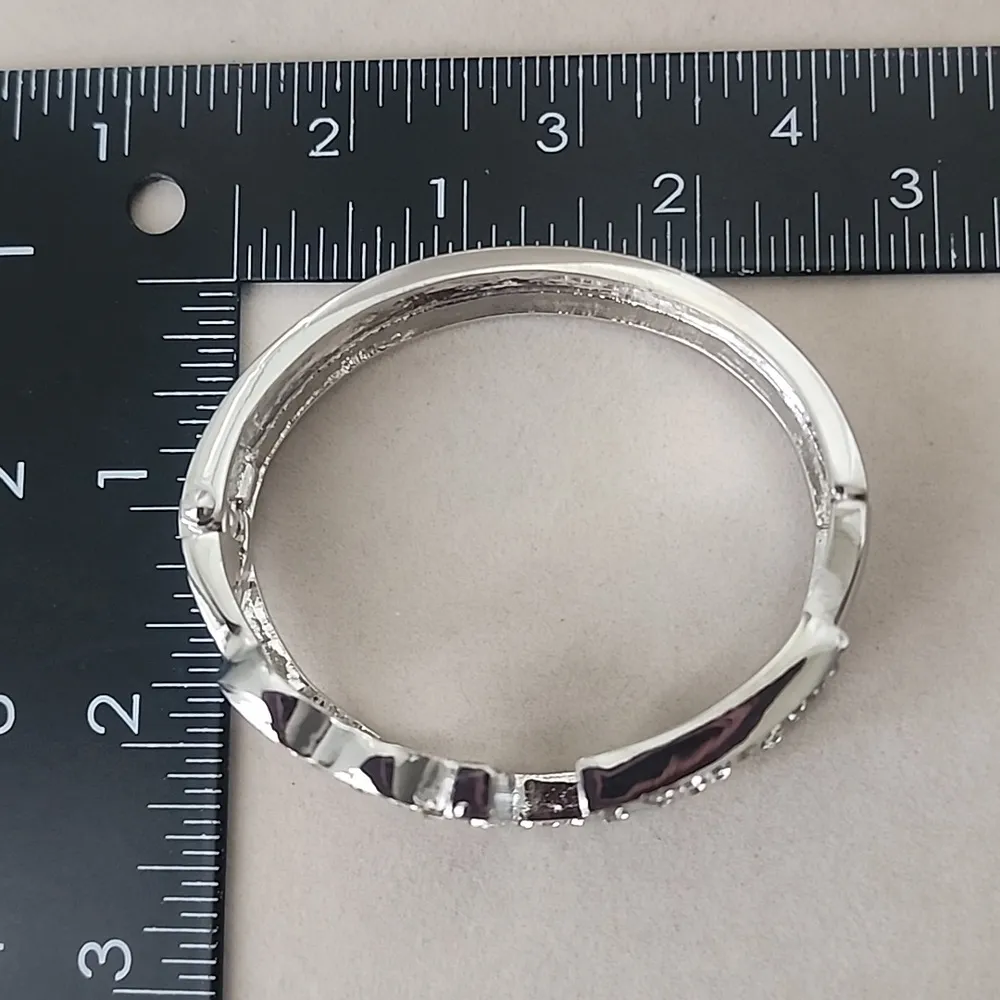 Silver with CZ Inspirational Love 🤍 LIFE Clamper / Hinge Glam Bracelet - Image 8