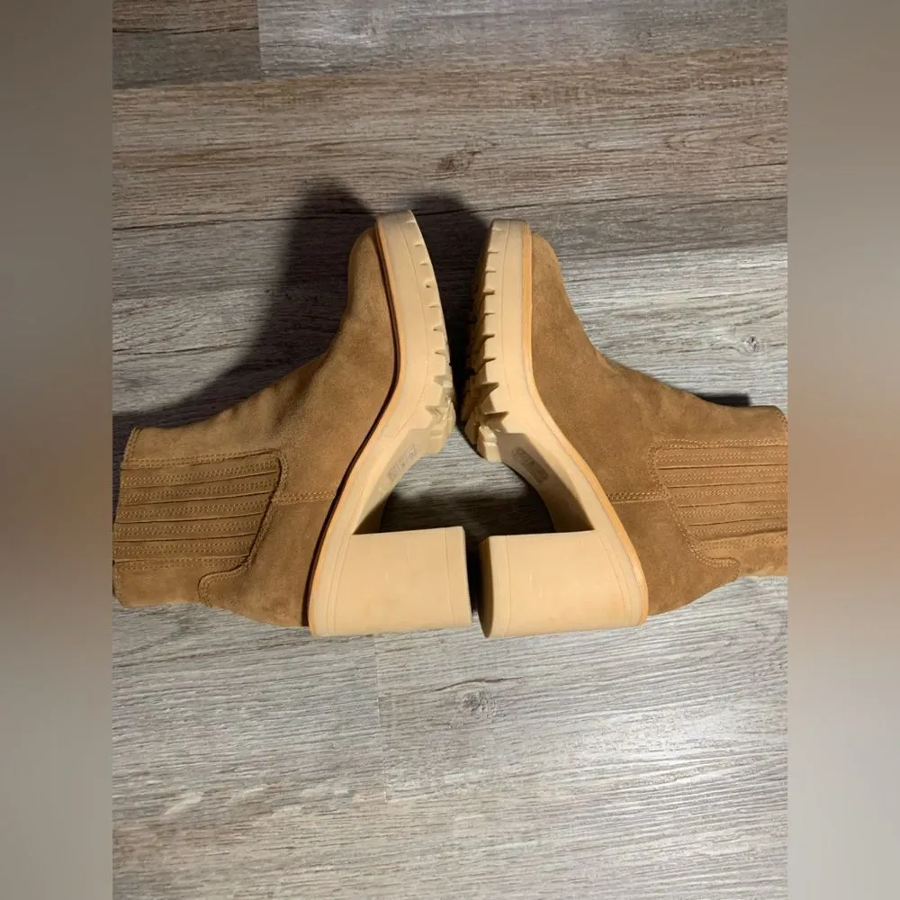 Dolce Vita Chelsea Boots Heels Caster Suede Chestnut Brown Winter New Size 8 - Image 11