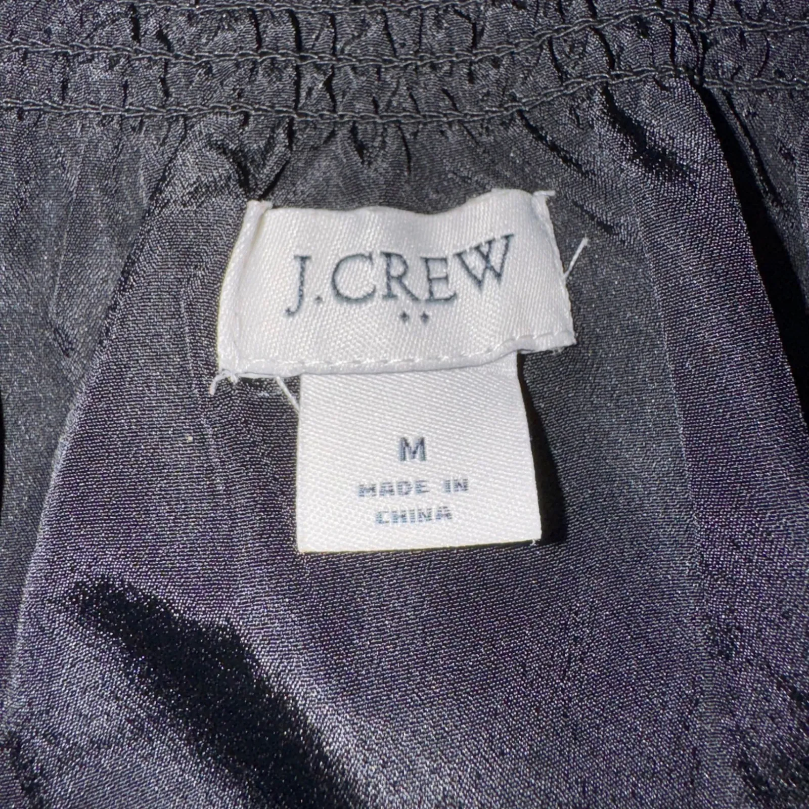 J. Crew Black Gold Dot Sheer Puff Sleeve Smocked Neck Blouse Top Size M - Image 5