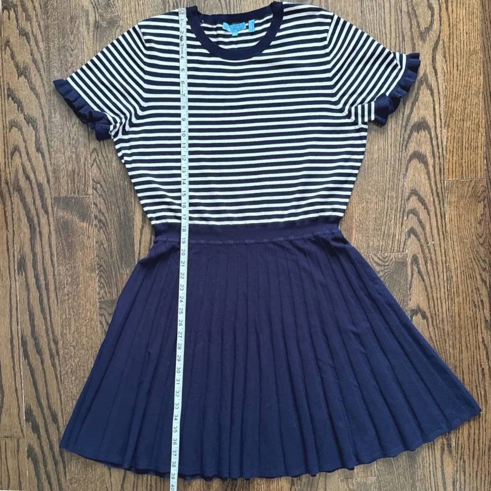 Draper James Knit Dress XXL Nautical Striped Ruffle Sleeve Pleated Skirt Stretch - Image 10