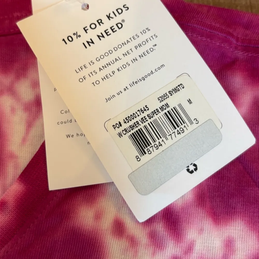 Life Is Good Pink Tie Dye Super Mom Crusher Tee Short Sleeve Womens Medium NEW - Image 8