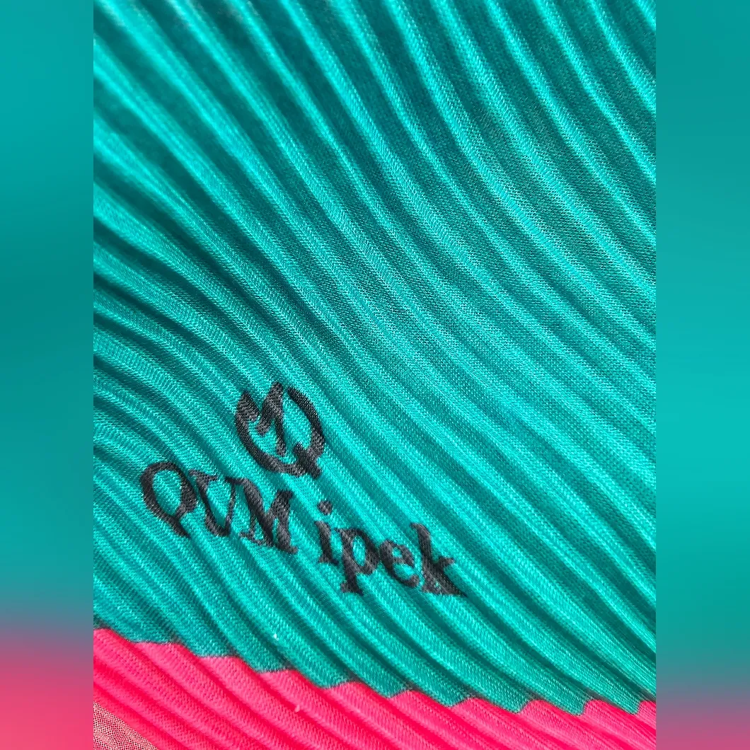 Turkish Multicolor Accordion Pleat Abstract Neck Scarf Pink - Image 3