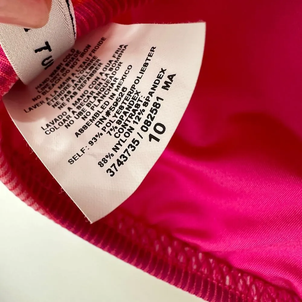 Trina Turk Marai Swimsuit Set One Shoulder Ruffle Pink Striped Padded US 10 NWT - Image 9