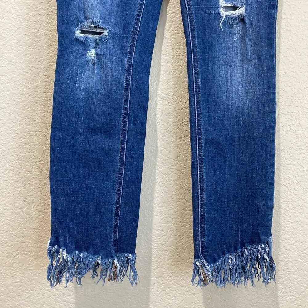 FREE PEOPLE Great Heights Frayed Skinny Jean Size 27 Revolve Stretch Denim - Image 7
