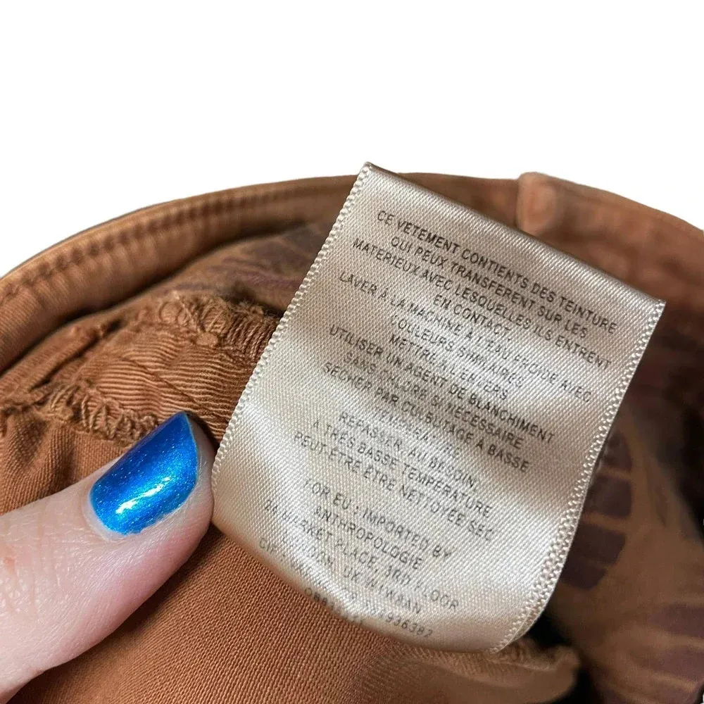 Anthropologie Pilcro Relaxed Chino Pants Trouser Velvet Side Stripe Tan‎ Size 28 - Image 10