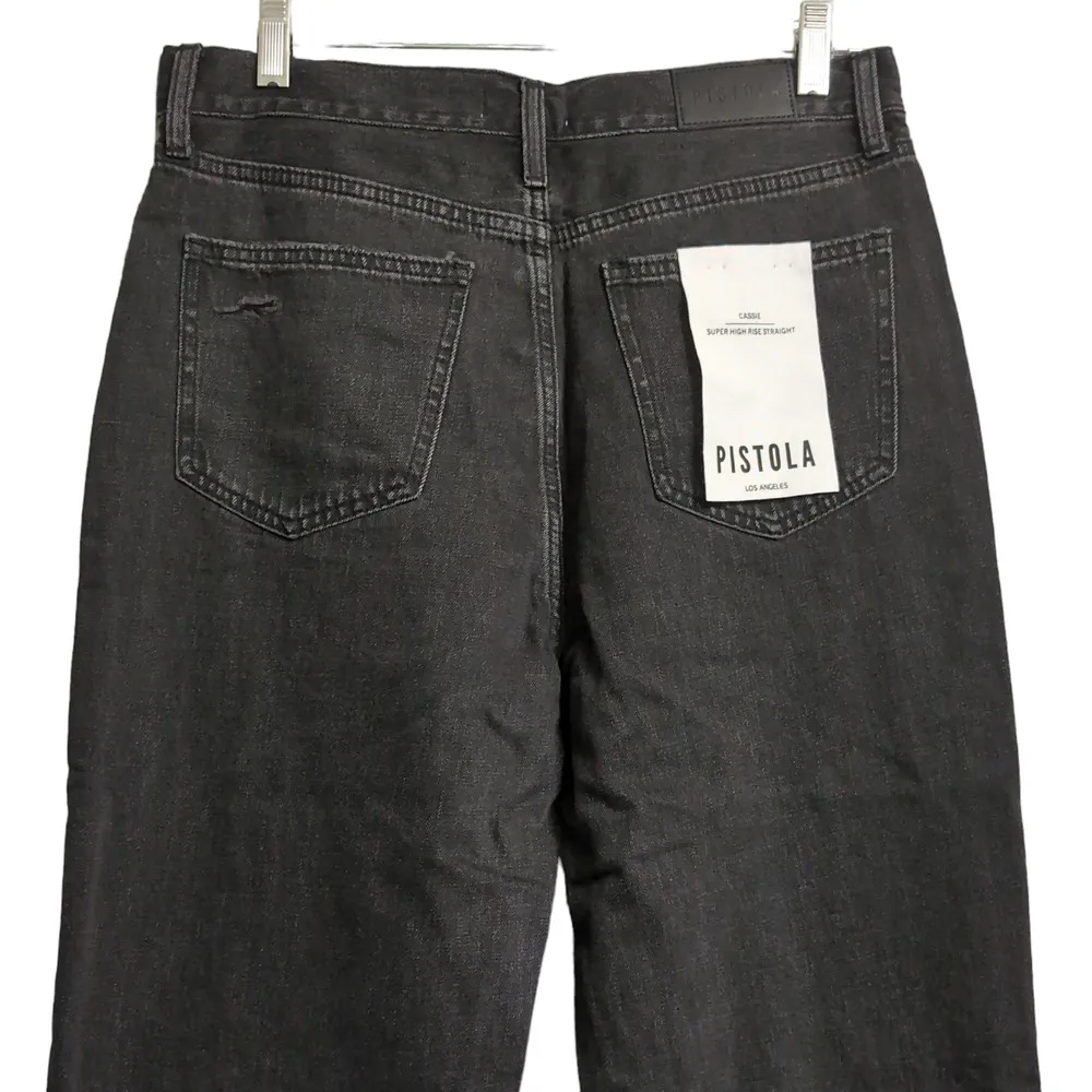 Pistola Cassie Super High Rise Straight Distressed Night Shade Dark Wash 29 New - Image 7