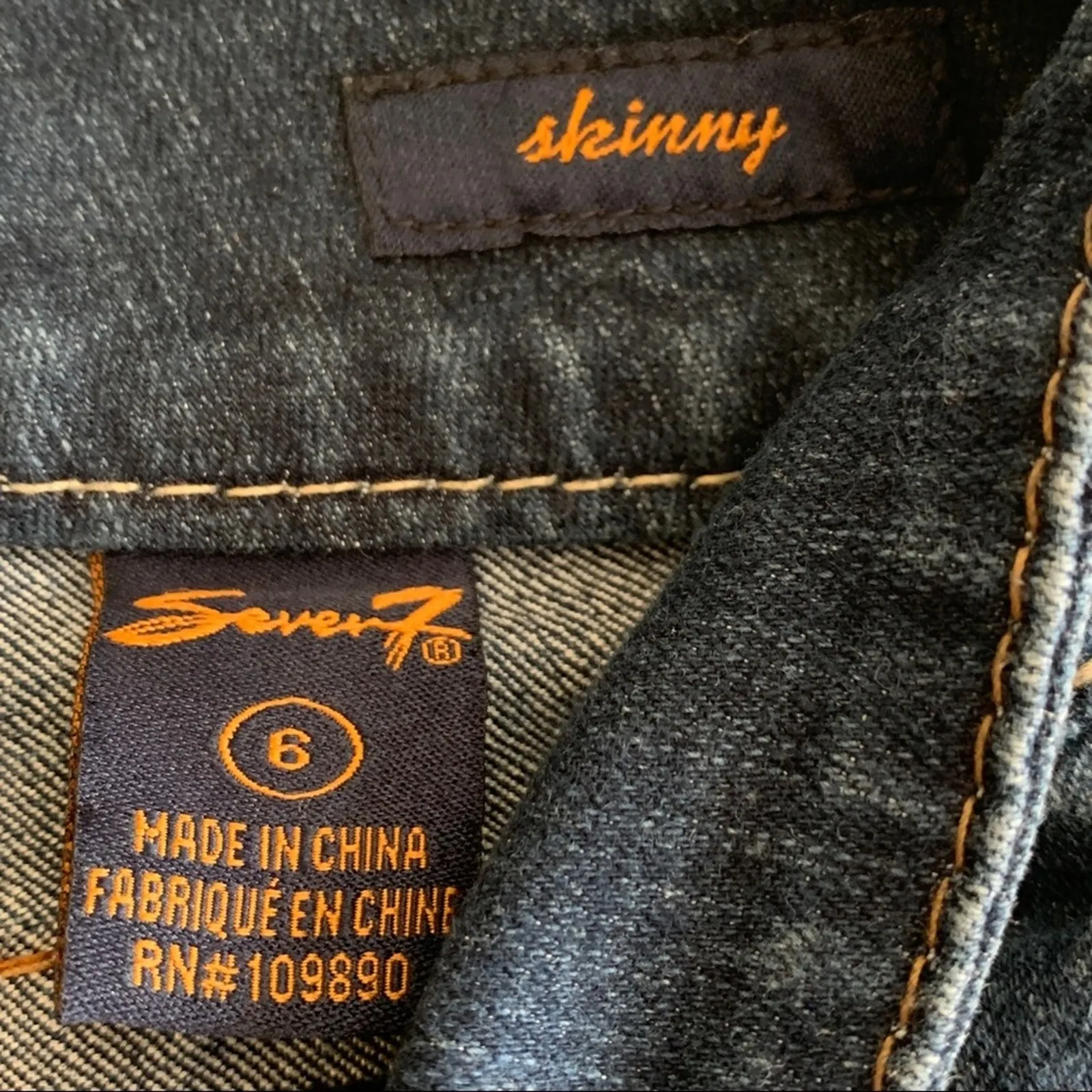 Seven7 Jeans Blue Wash Embroidered Pockets Skinny Denim Jeans Size 6 - Image 3