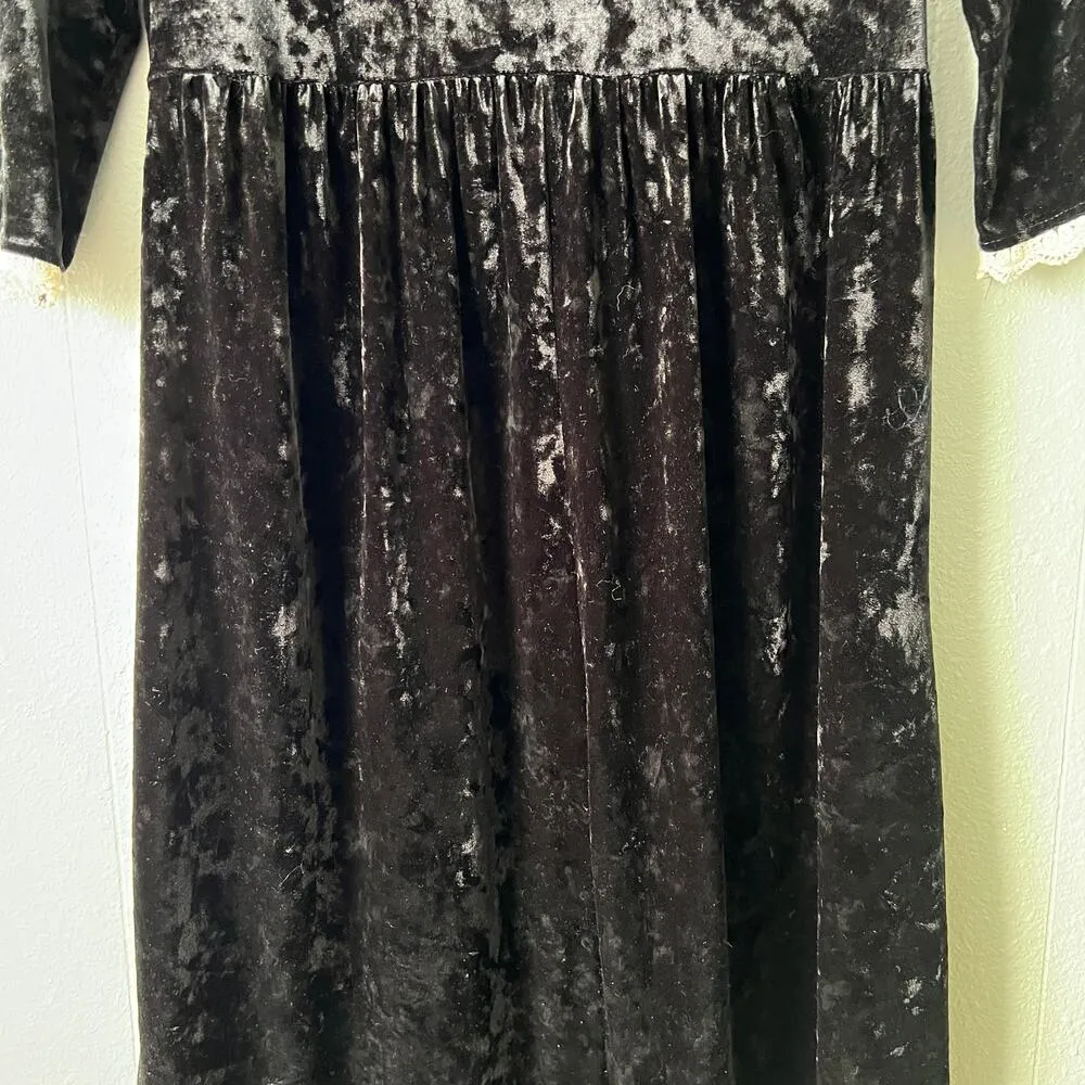 Roolee Babydoll Dress Juniors M Velvet Y2K Vamp Fairygoth Witchy Wednesday Event - Image 8