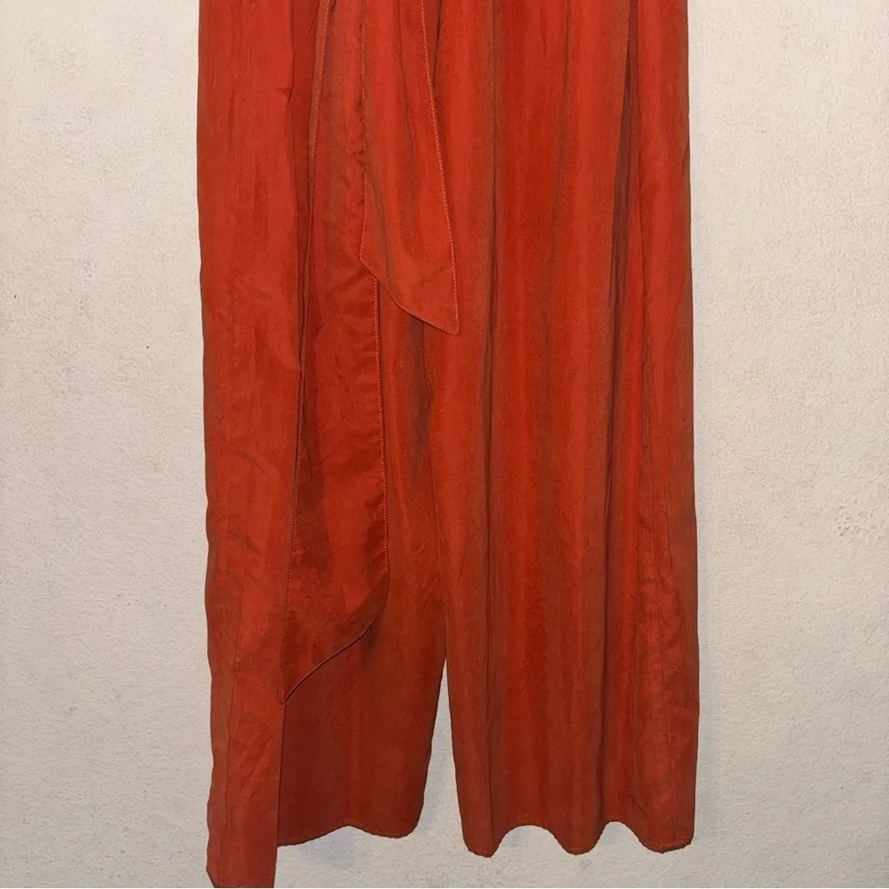 Lov posh sleeveless wrap romper, rust colored light suede, Small Red - Image 5