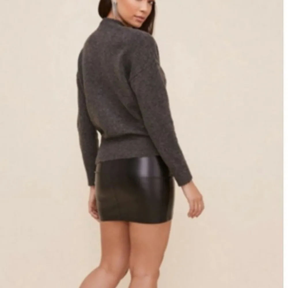 ASTR the Label Pleated Wrap Sweater Charcoal Medium Wool Blend long sleeves - Image 5