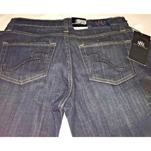 Rock & Republic Boot Cut Kasandra Dark Wash Jeans Womens Size 10 S Bling - Image 2