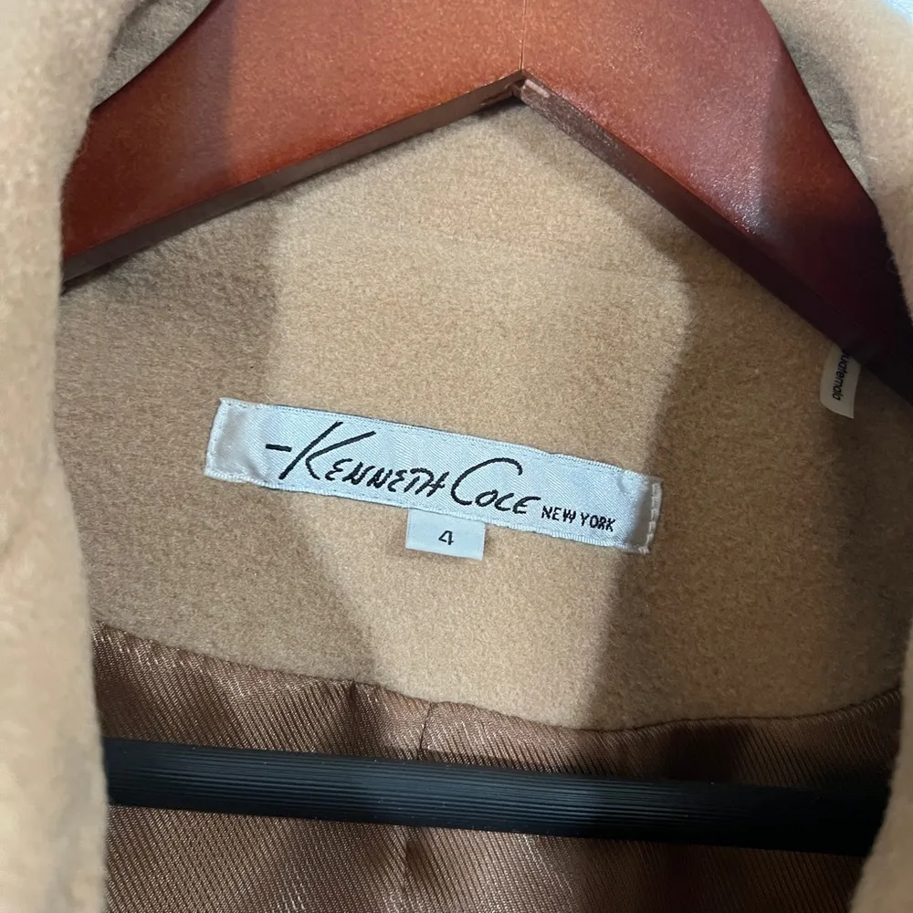 Kenneth Cole Wool Trench Coat in Camel Brown Size 4 Tan Vintage 90s - Image 5