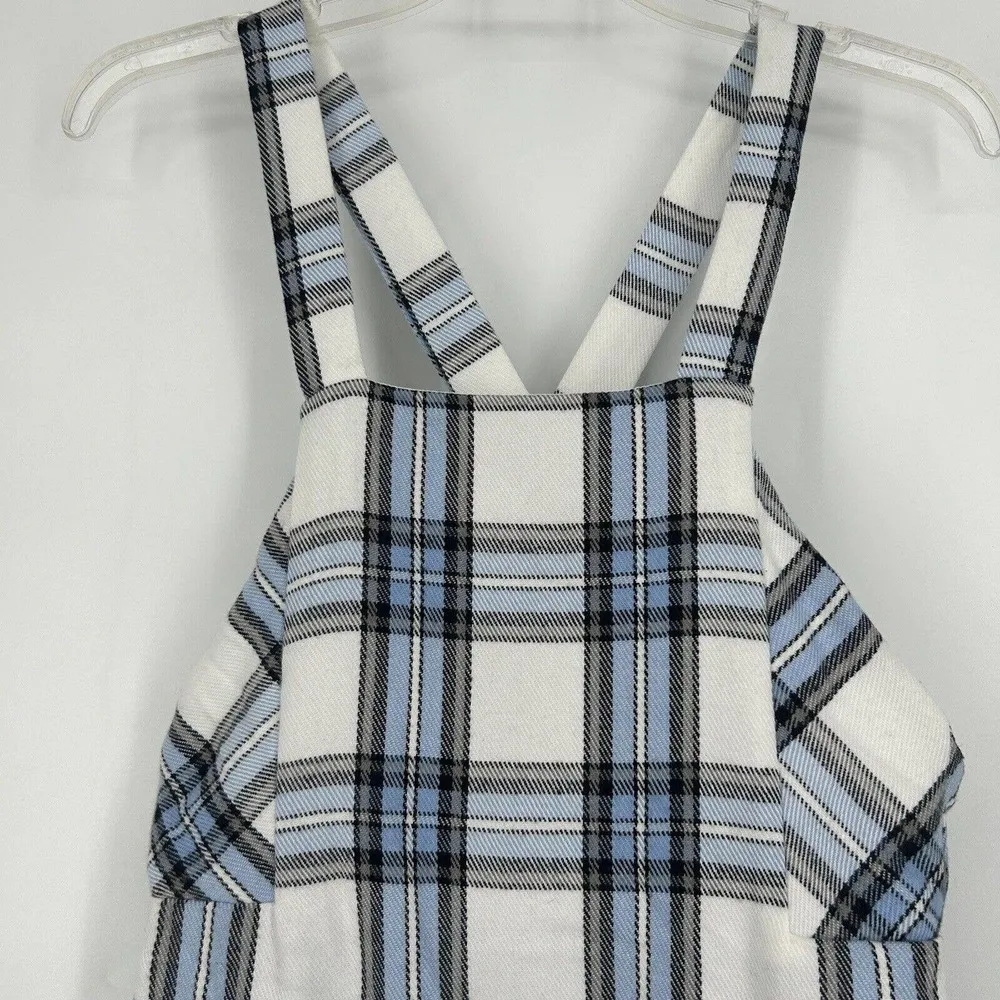 NEW Francescas Mi Ami Plaid Flannel Jumper Overall Dress Blue White Size XS - Image 2