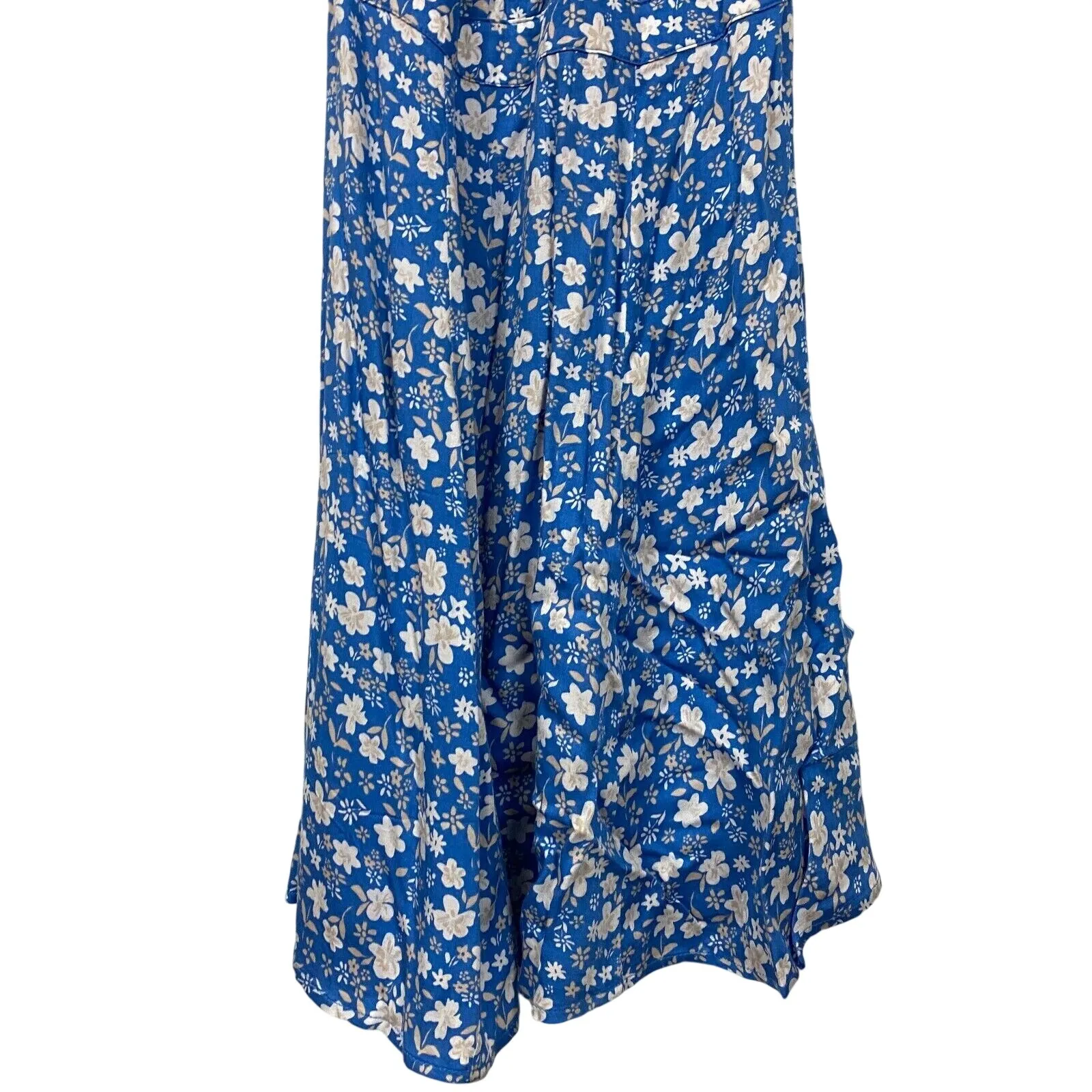 Capulet Women Milkmaid Off Shoulder Small Midi Tiered Blue Dress Floral Sundress - Image 3