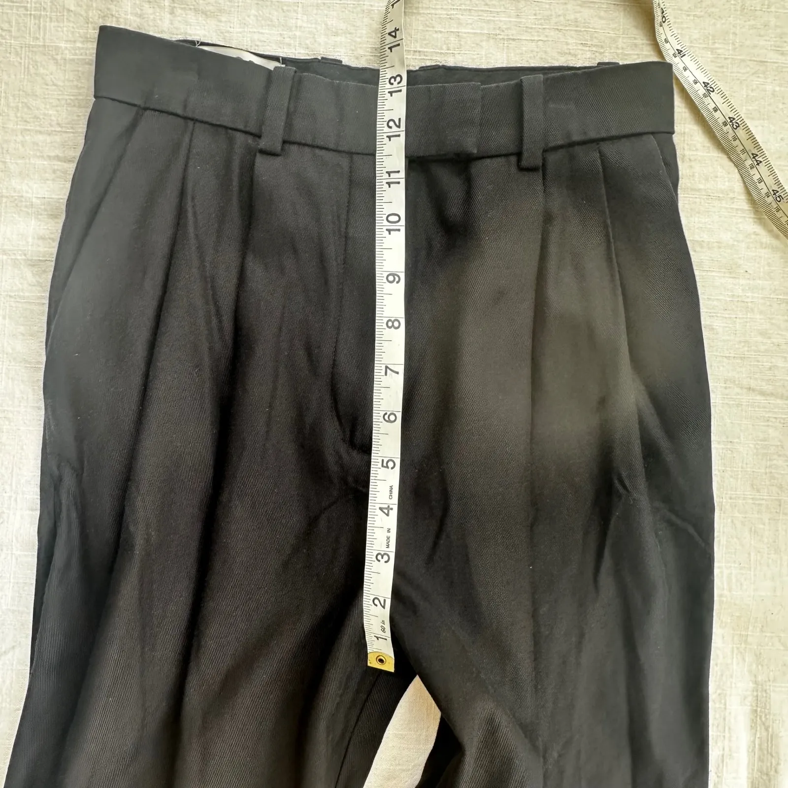 COS Pleated‎ Trousers High Waist Cuffed Hem Relaxed Fit Black Size 2 - Image 13