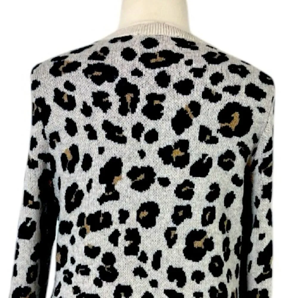 LOFT Sweater Dress Crew Neck Long Sleeves Cream Leopard Women’s Plus Size XXL - Image 8