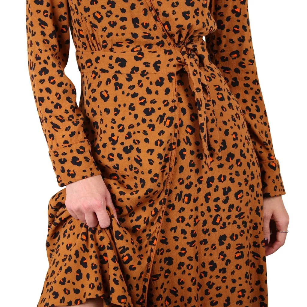 Paris Atelier & Other Stories Brown Overall Leopard Print Wrap Midi Dress - Image 2