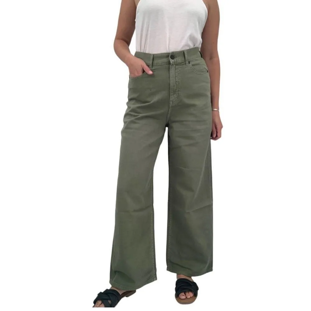 SANDRINE‎ ROSE X FREE PEOPLE Wide Leg Pant Jeans Size 24 Army Green NEW - Image 2
