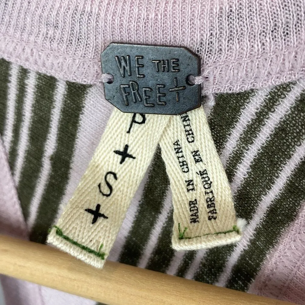 We The Free People Gray Striped Knit Sleeveless Asymmetric Hem Tank Top S - Image 4