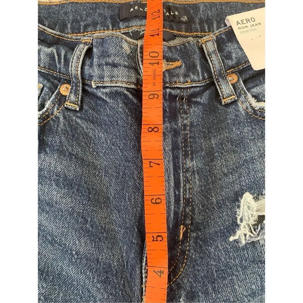 Nwt Aeropostale Mom Jeans Distressed High Waisted Stretch Medium Wash Denim Ever - Image 8