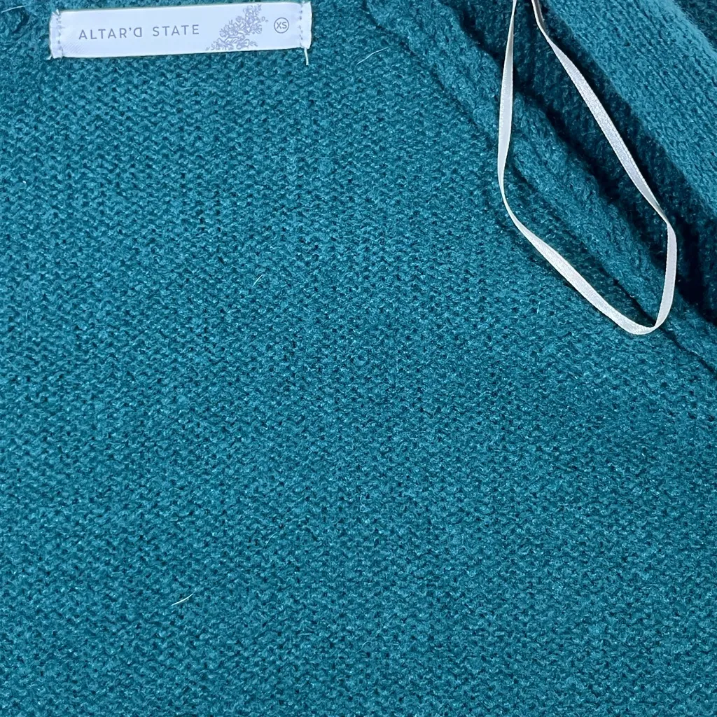 ALTAR’D STATE SWEATER SHRUG CARDIGAN OPEN FRONT‎ SUPER SOFT XS GREEN PREOWN A76 - Image 4