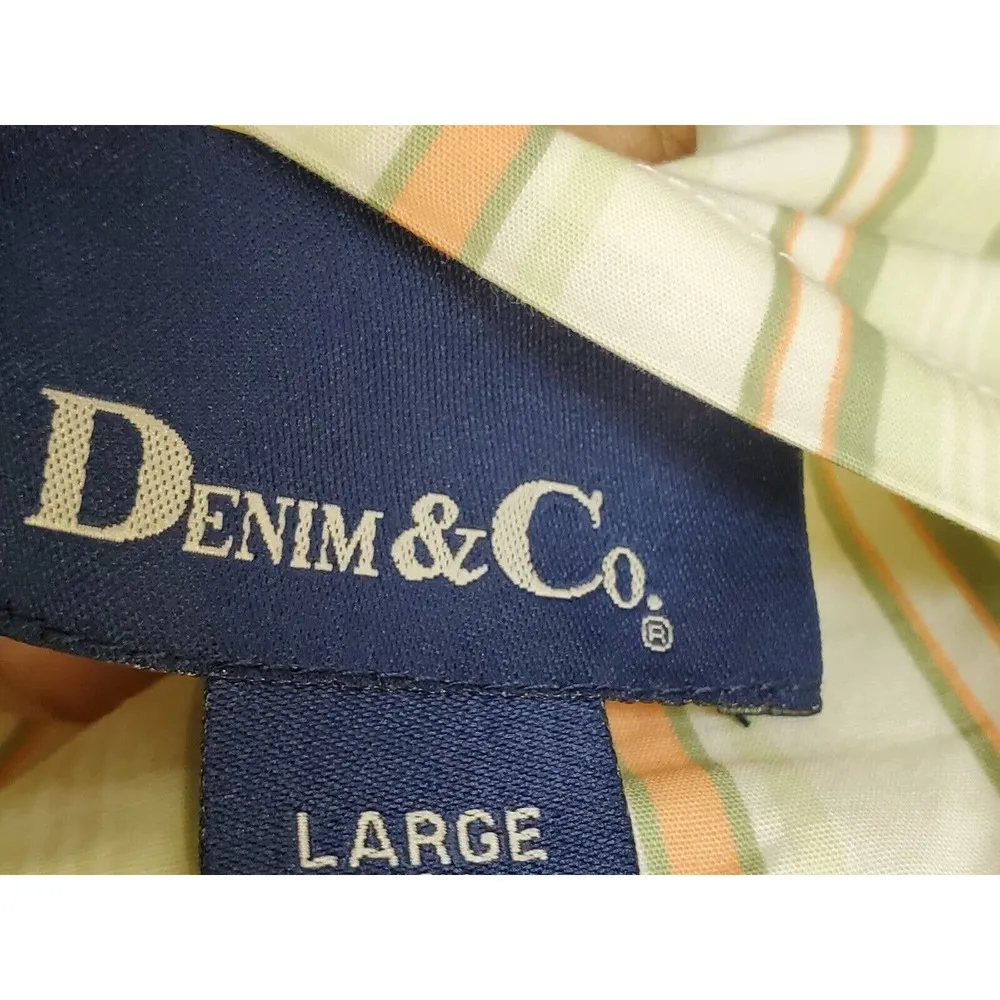 Denim & Co. Women's Beige Cotton Long Sleeve Button Front Collared Jacket Large - Image 12