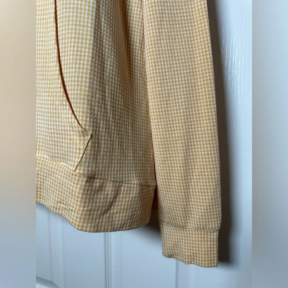 Vintage Original Weatherproof Yellow Checkered Light Women’s Long Sleeve Hoodie - Image 6