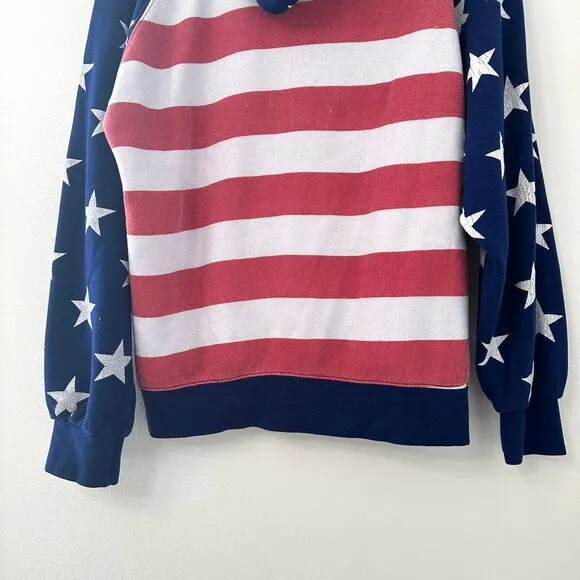 USA Pullover Hoodie‎ Washington DC American Flag Embroidered Medium Patriotic Blue - Image 10