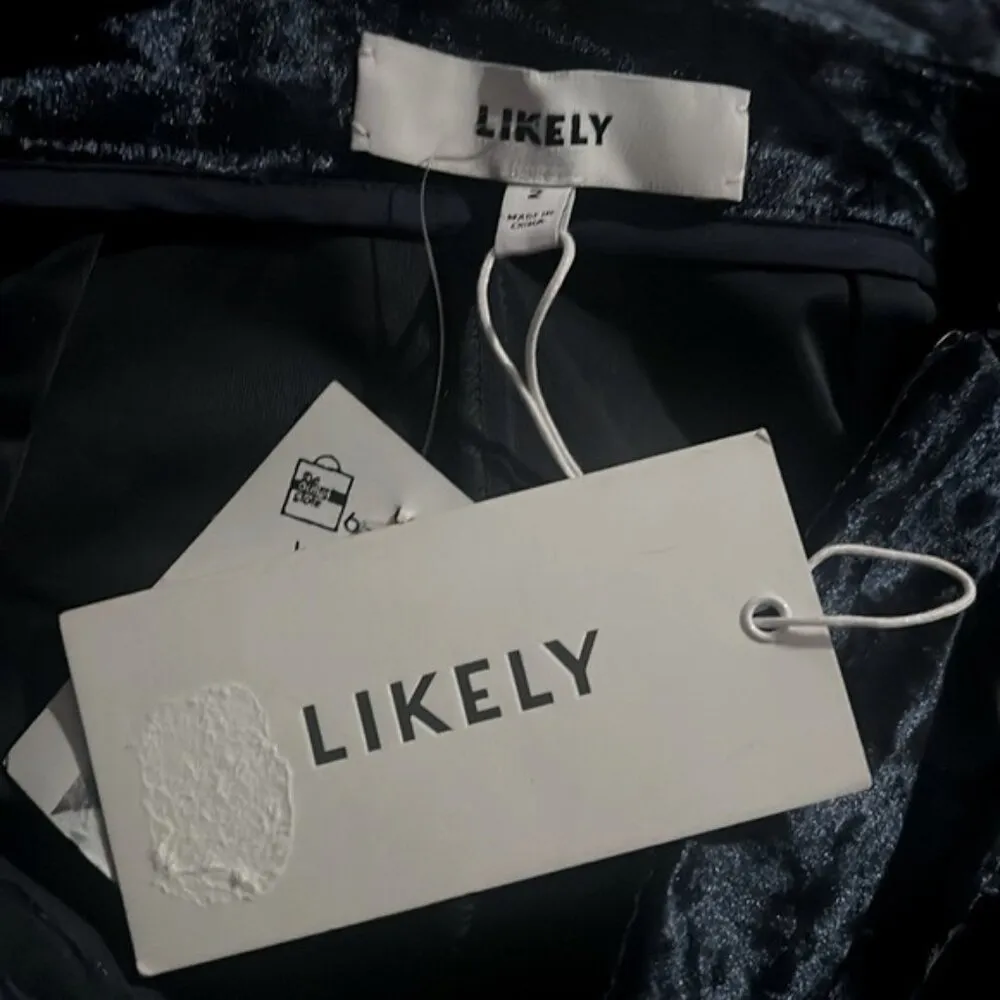 LIKELY Jasmine Crushed Velvet Wide Leg Pants in Navy, Size 2 NEW w/Tag - Image 4