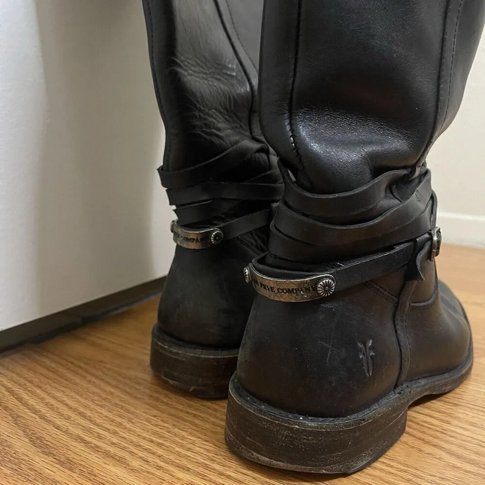 FRYE Leather Black Knee high Riding Western country boots US 7 -77754 4003 - Image 3