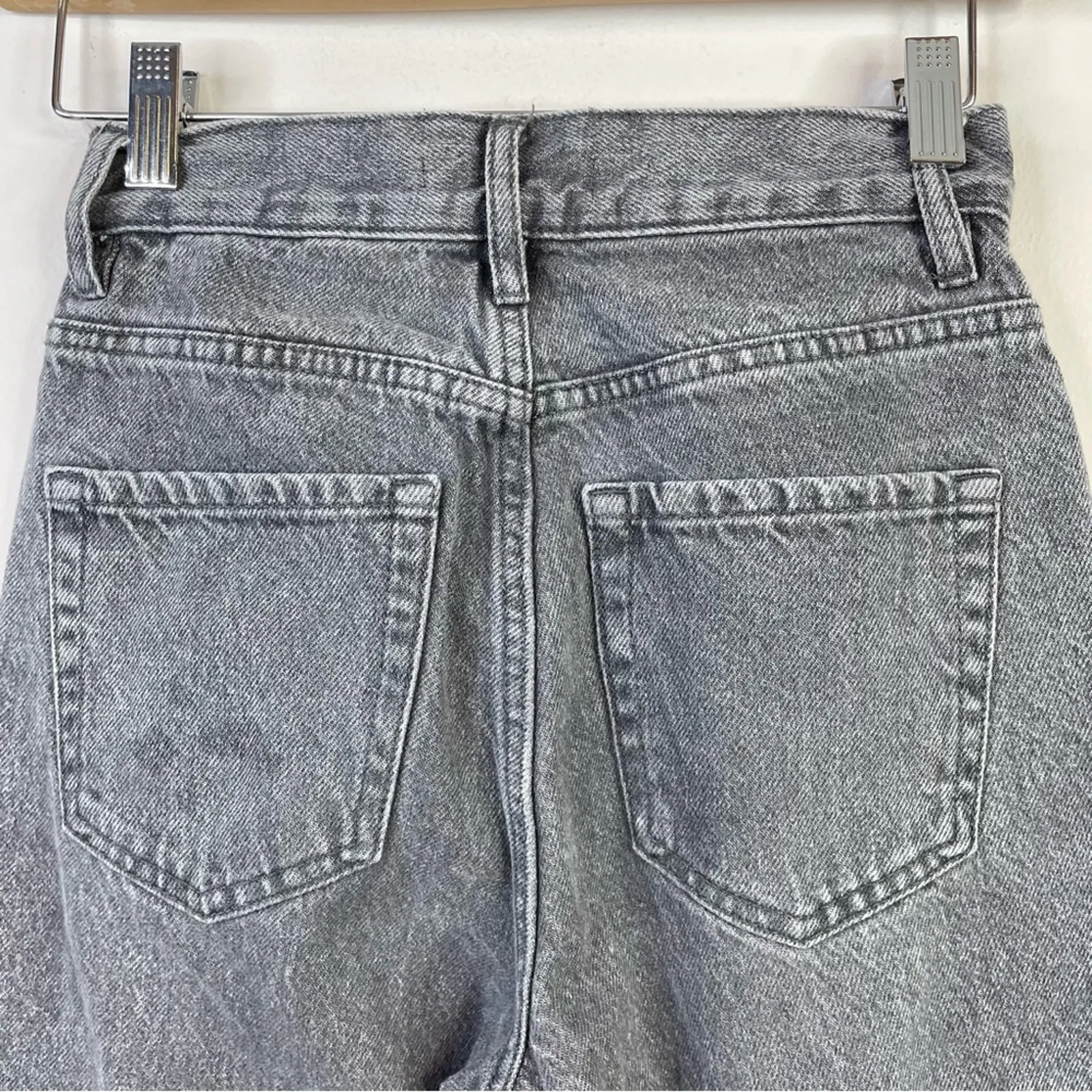 Pacsun Eco Gray High Waisted Straight Leg Button Fly Ankle Cropped Jeans 23 - Image 10