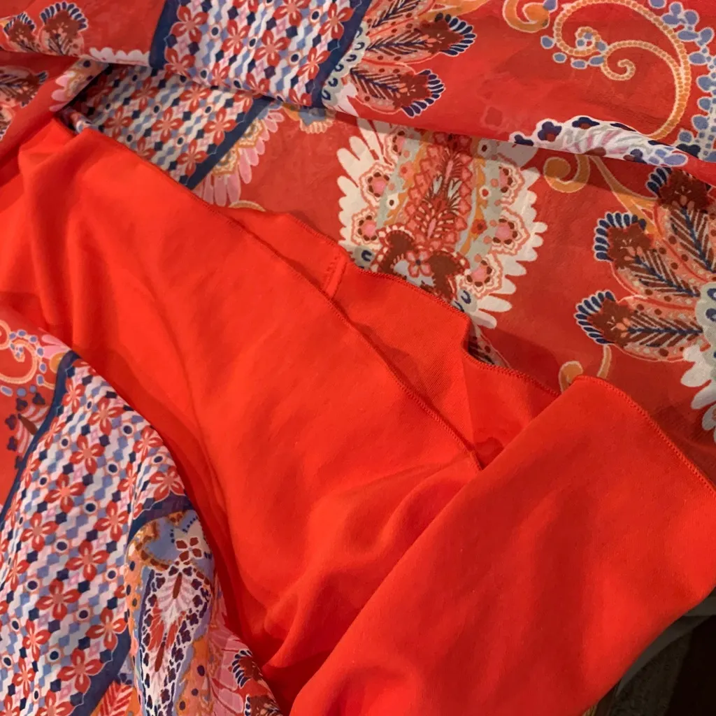 City Triangles Women’s Large Strapless Navy Blue and Red Paisley Long Maxi Dress - Image 10