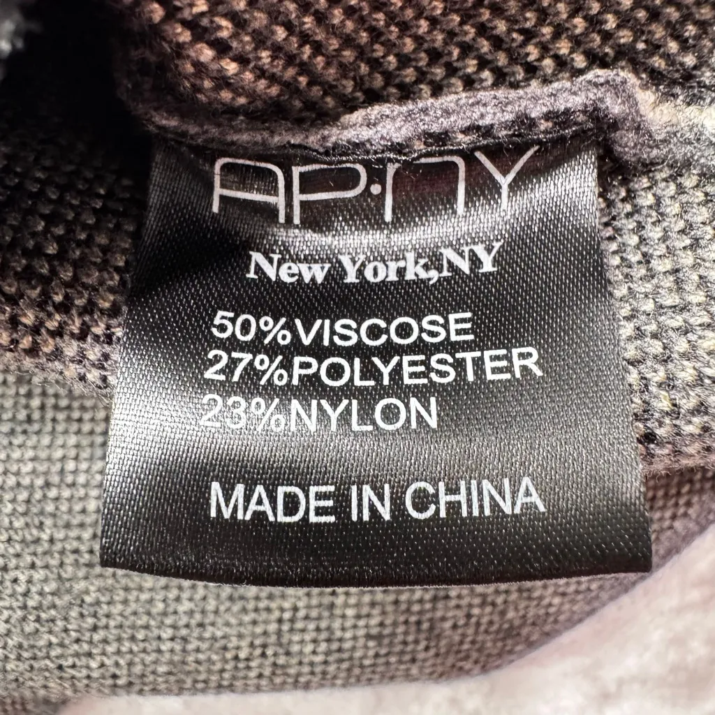 APNY Sweater Funnel Mock Neck Diamond Argyle Design Black Gray Beige Small - Image 4