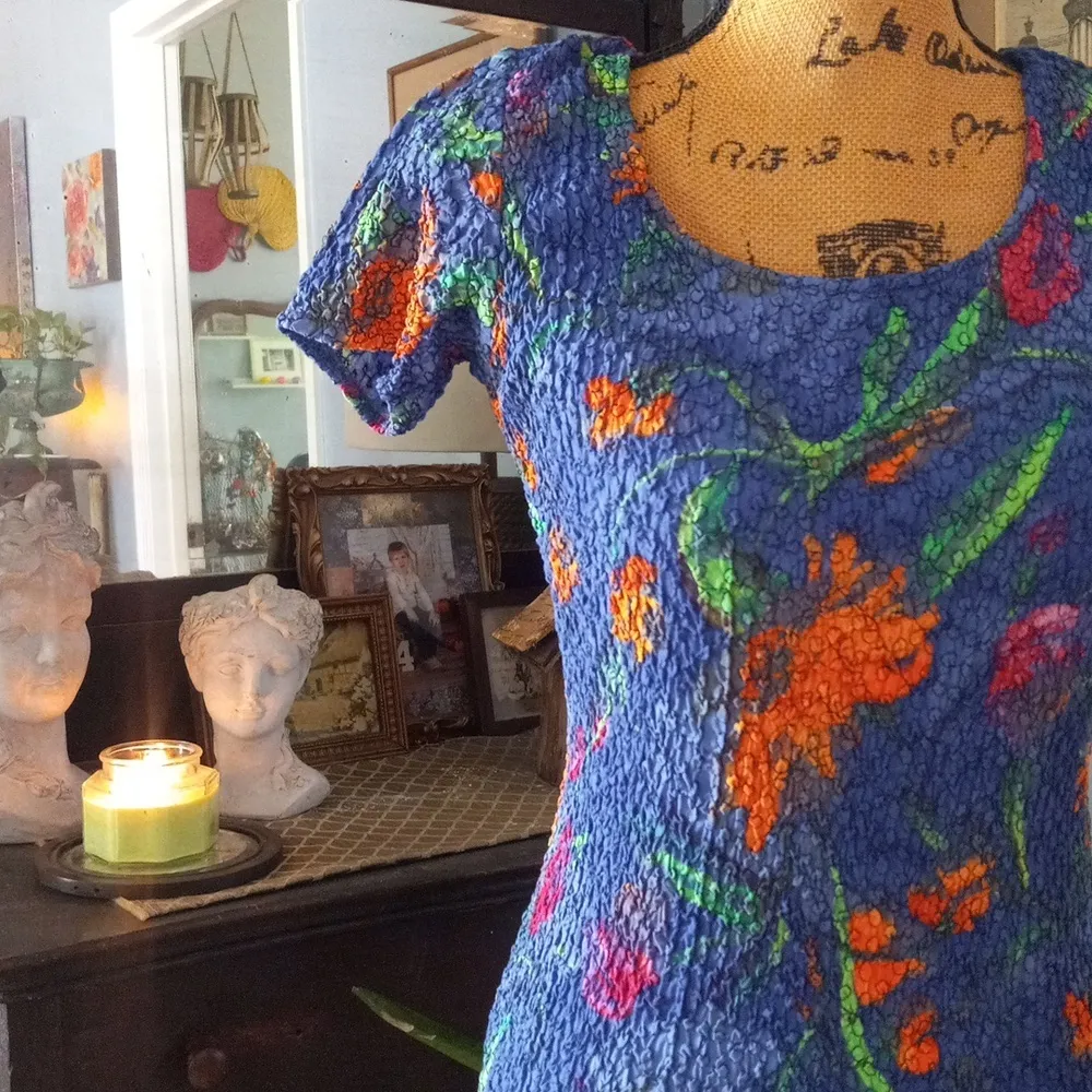 Free People Kenny Stretch Mini Dress in Majolica Blue Floral - Image 4