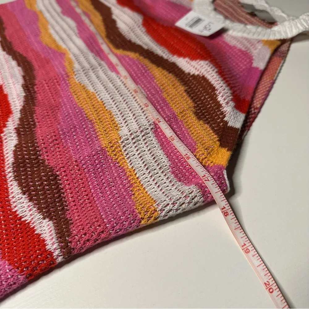 NWT LOFT WAVY TEXTURED KNIT HALTER MAXI DRESS PINK ORANGE WHITE BROWN RED SIZE M - Image 14