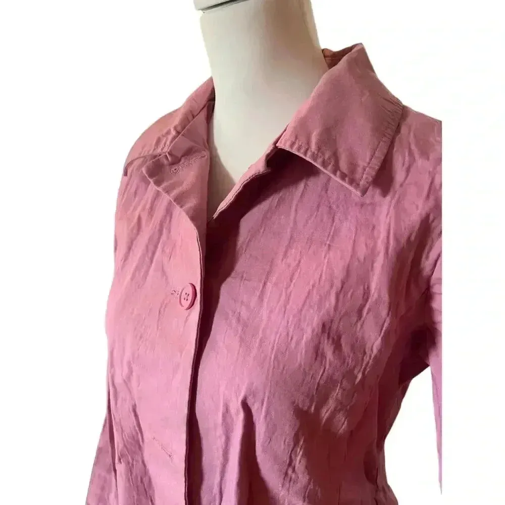 GAP thigh length BUTTON DOWN COAT PNK WOMENS SIZE MEDIUM - Image 3