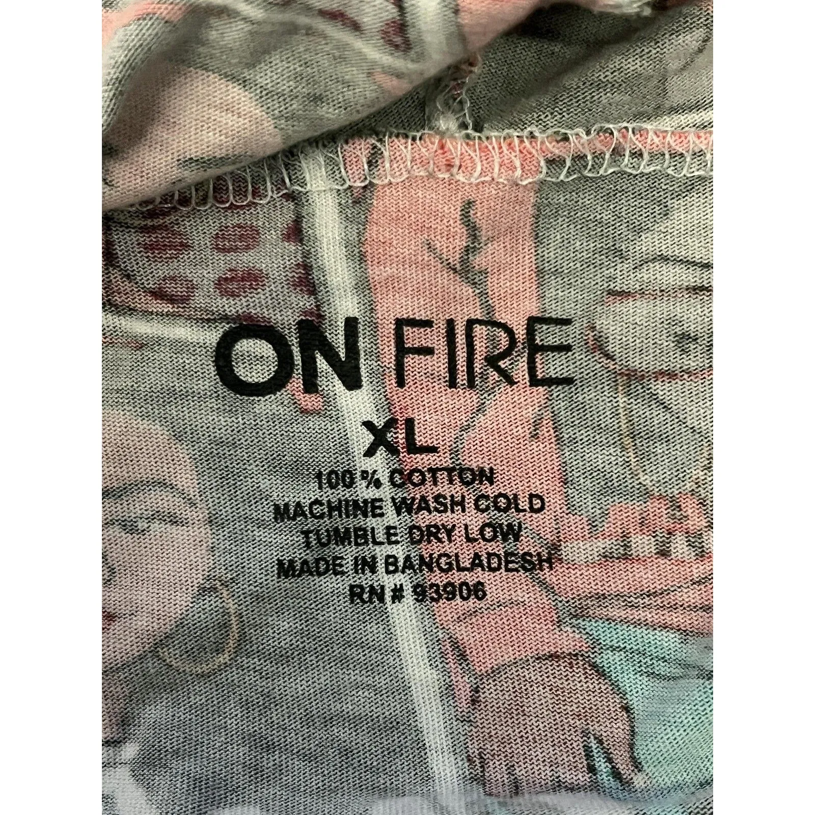 On Fire Hoodie Sweatshirt Womens XL Multicolor Comic Graphic Patchwork Crop - Image 7