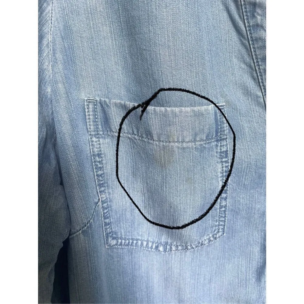 NWT JJill Lightweight Fringe Neck Button Front Denim Shirt Dress XLP Blue Size undefined - Image 7