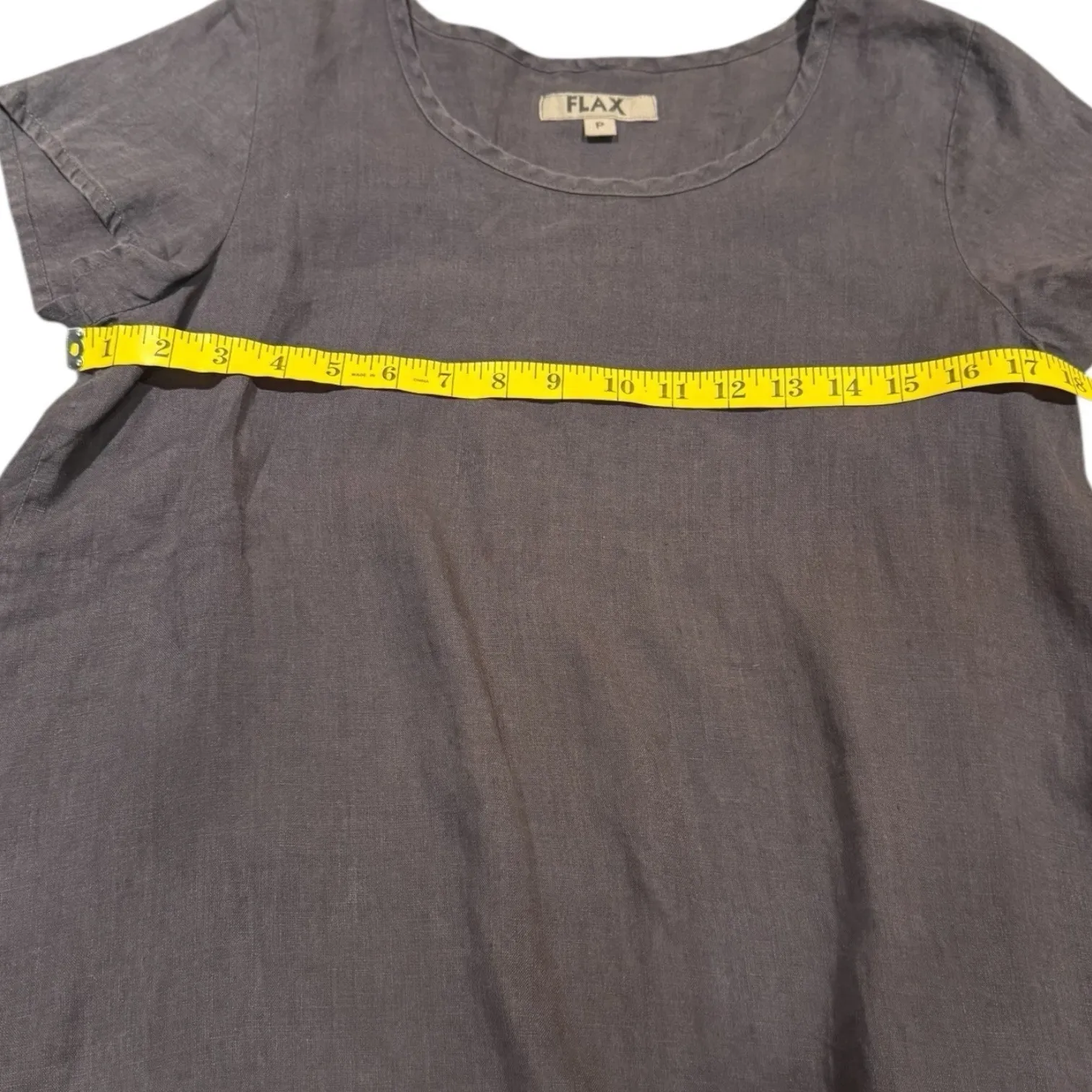FLAX Linen Top Womens Gray Minimalist Lagenlook Coastal Sustainable Size P (2-4) - Image 3