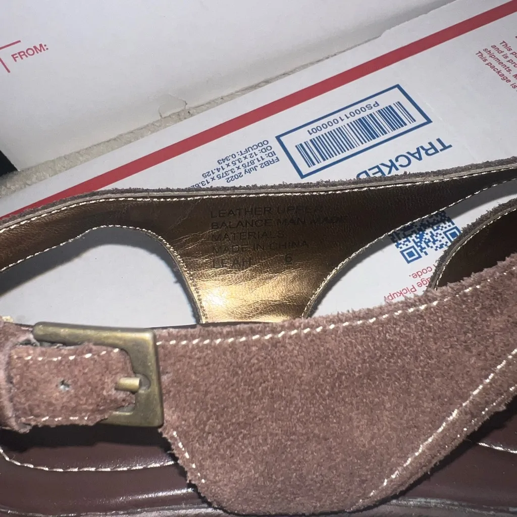 Hillary & Hanson Womens Leah Brown Suede Open Toe Buckle Wedge Sandal US Size 6 - Image 9