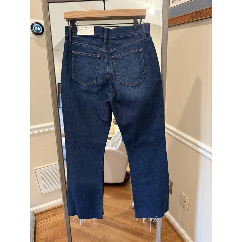 LOFT Kick Crop Hi-Rise Jeans Curvy Fit Sz 4Med Wash NWT Frayed Hem Stretch - Image 3