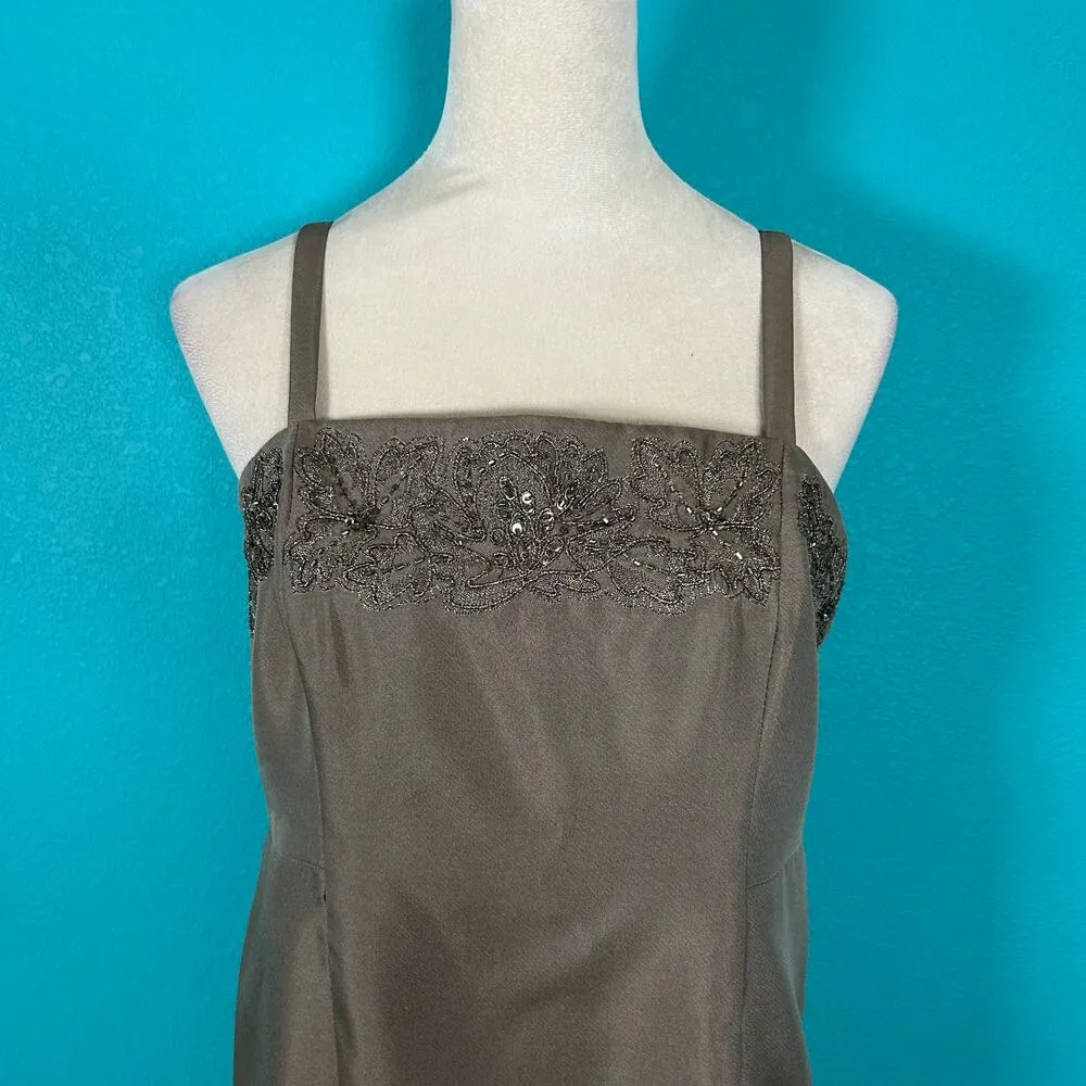 Alex Evenings Brown Beaded Midi & Jacket 2 Piece Dress Wedding Size  10P - Image 5