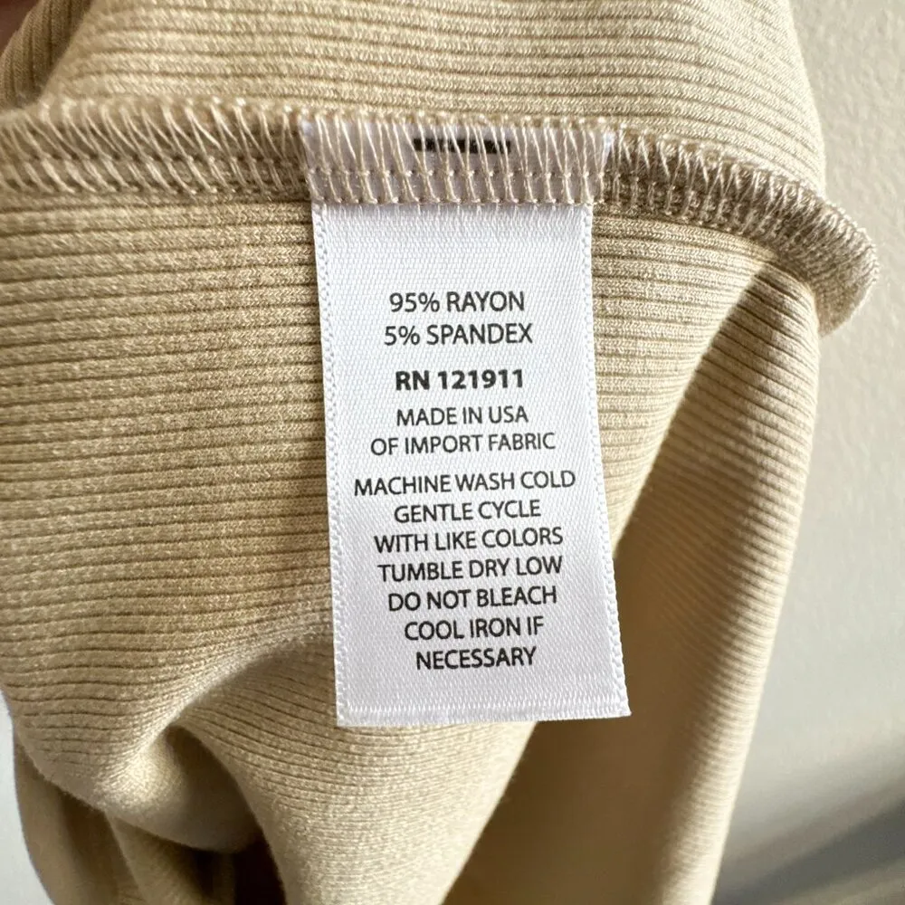 LNA Gaia Midi Ribbed Dress New in Pale Khaki Tan Size Small - Image 7