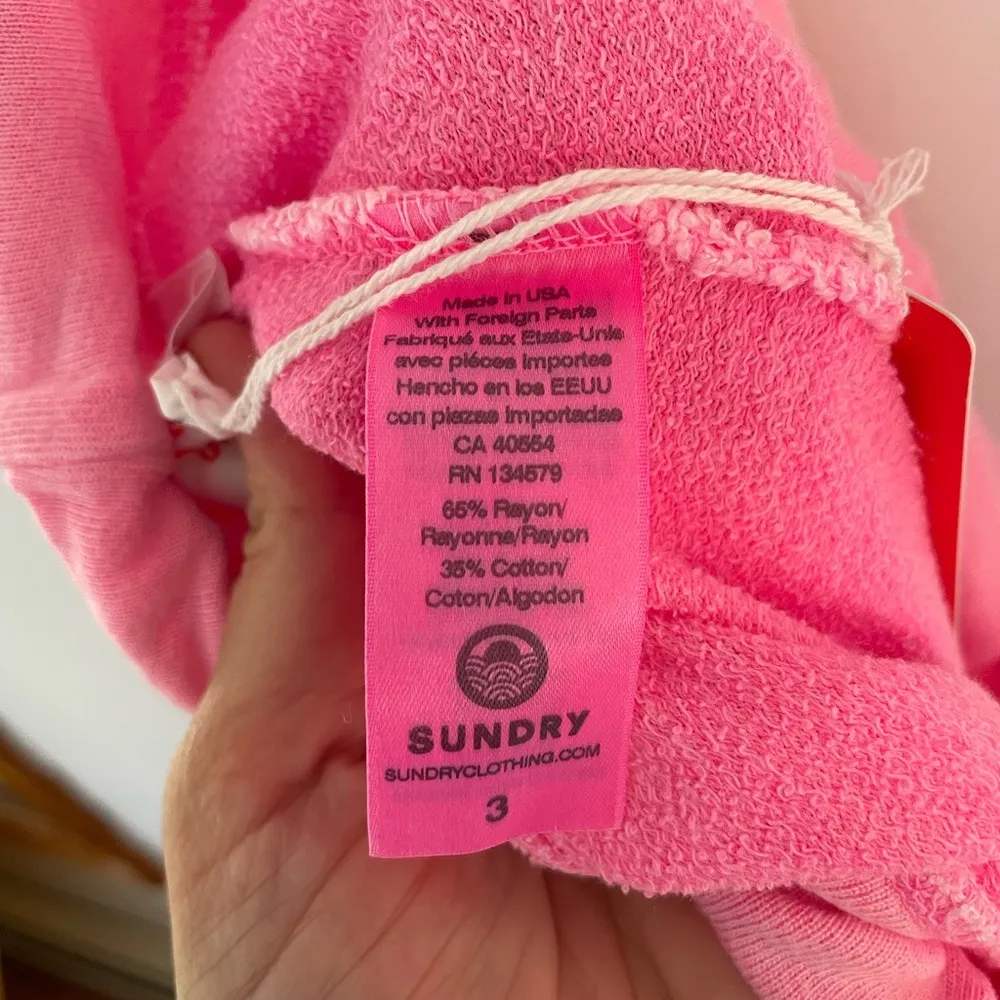 New SUNDRY Women's Stripes Sweatpants in Pigment Dyed Pink Neon size 3/L - Image 9