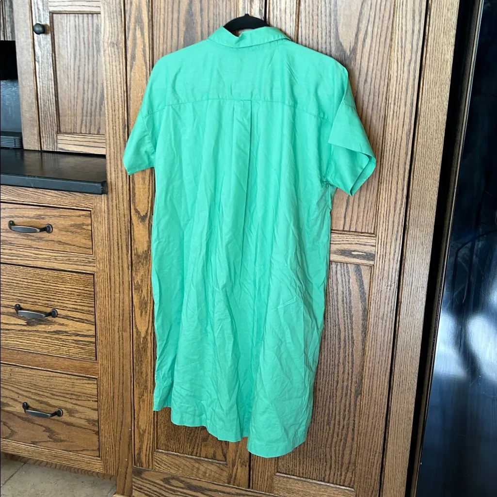 Loft Cotton Button Down shirt dress Showgirl Mint Sea Green casual coastal Small - Image 5