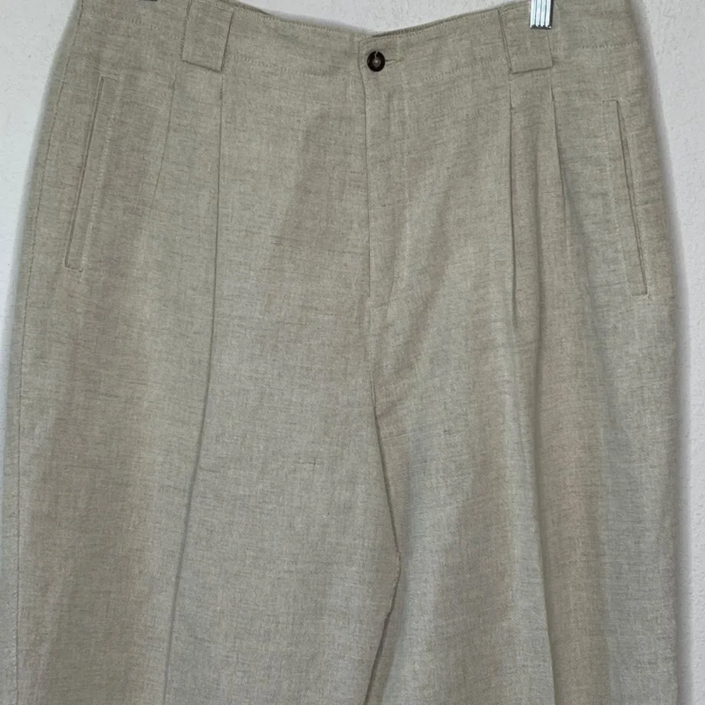 Vintage LizSport Linen Blend Trousers‎ Tan Size 16 - Image 2