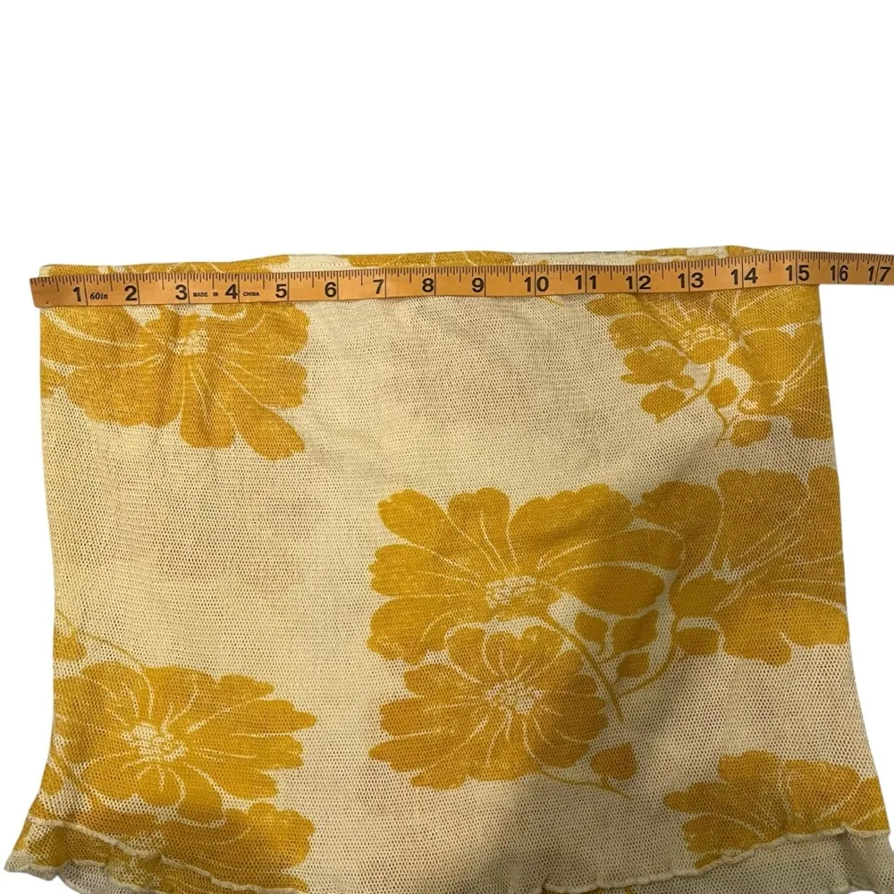 Free People Poppy Tube Blouse Top Strapless Floral Smocked Ruffle, Sz L - Image 8