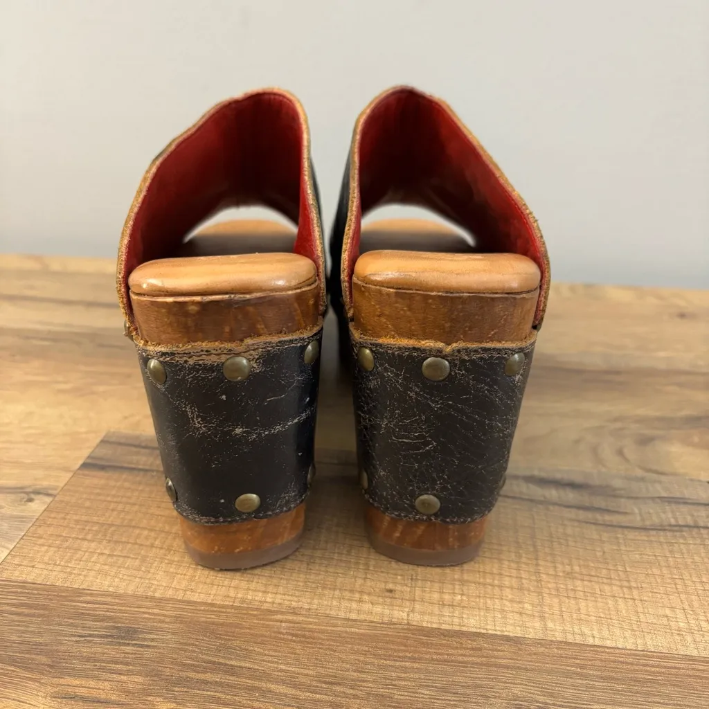 Bed Stu  Deva Mule Clogs Platform Sandal Black Lux Distressed Leather Women’s - Image 6