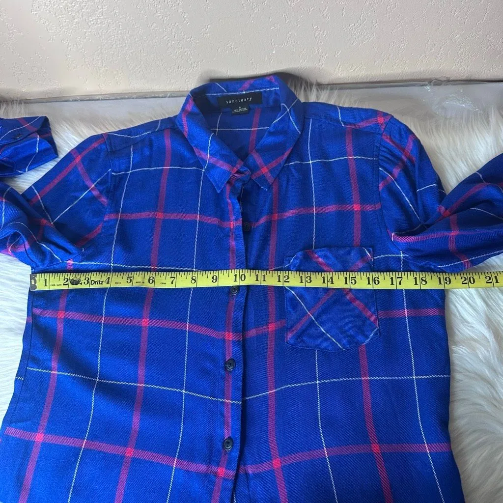 Sanctuary Haley Tie Front Button Down Flannel Shirt Size Small - Image 9